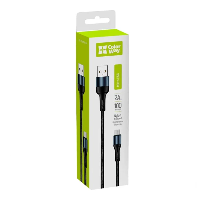 Кабель синхронізації ColorWay USB-microUSB Black (CW-CBUM045-BK)