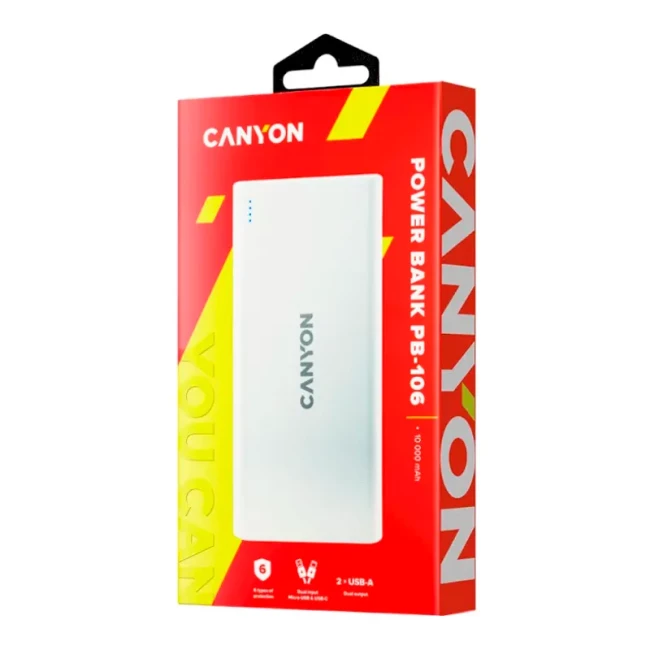 Универсальная мобильная батарея Canyon 10000 mAh White (CNE-CPB1006W)