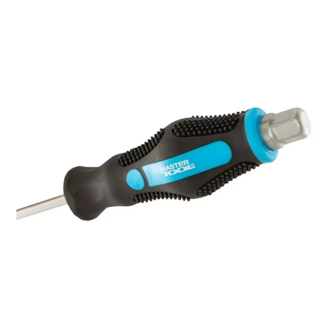 Отвертка ударная Master Tool крестовая магнитная EXTERNAL HEX PH1*100 мм ручка с TPR покрытием (49-6110)
