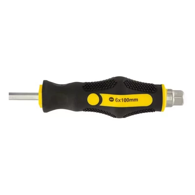 Викрутка ударна Master Tool шліцьова магнітна EXTERNAL HEX SL6*100 мм ручка з TPR покриттям (49-6610)