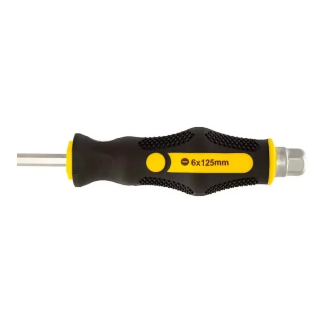 Отвертка ударная Master Tool шлицевая магнитная EXTERNAL HEX SL6*125 мм ручка с TPR покрытием (49-6612)