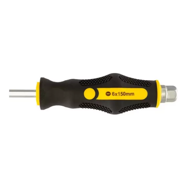 Отвертка ударная Master Tool шлицевая магнитная EXTERNAL HEX SL6*150 мм ручка с TPR покрытием (49-6615)