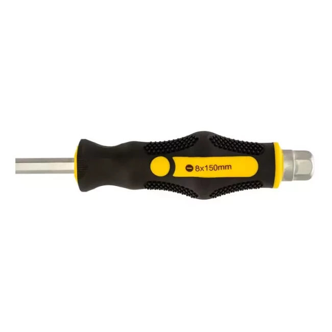 Отвертка ударная Master Tool шлицевая магнитная EXTERNAL HEX SL8*150 мм ручка с TPR покрытием (49-6815)