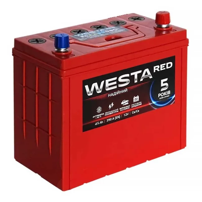 Автомобильный аккумулятор WESTA 6CT-45Аh Asia RED АзЕ