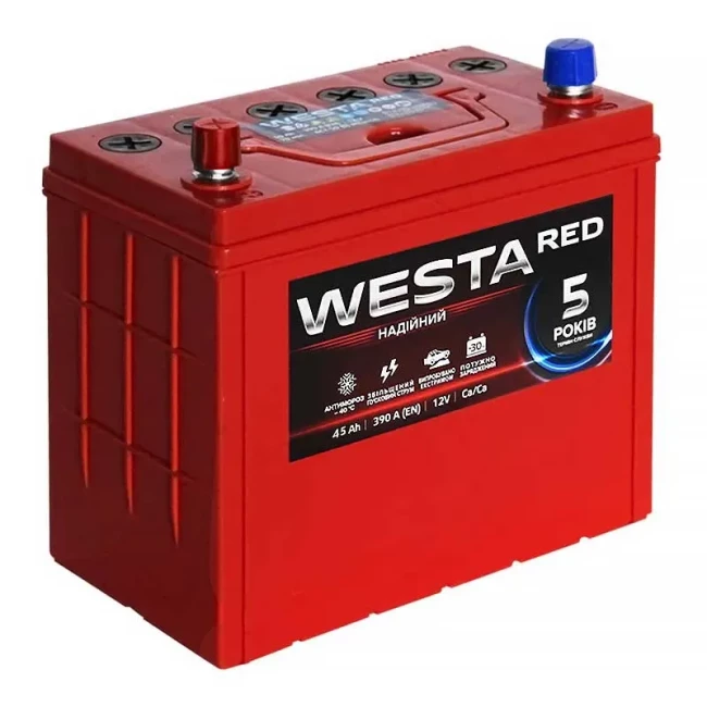 Автомобильный аккумулятор WESTA 6CT-45Аh Asia RED Аз