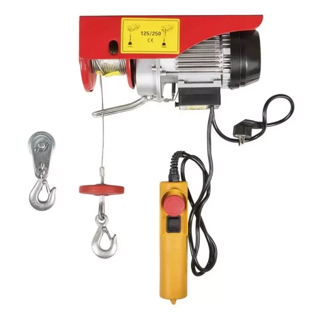 Таль електрична Master Tool 125/250 кг сталевий трос 3 мм*12 м 220В 600Вт (86-9025) Таль електрична Master Tool 125/250 кг сталевий трос 3 мм*12 м 220В 600Вт (86-9025)