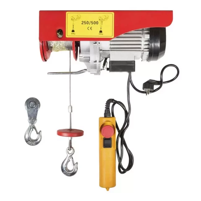 Таль електрична Master Tool 250/500 кг сталевий трос 4 мм*12 м 220В 1020Вт (86-9050) Таль електрична Master Tool 250/500 кг сталевий трос 4 мм*12 м 220В 1020Вт (86-9050)
