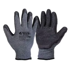 Перчатки Master Tool Crinkle Latex Cotton серо-черные 12 пар