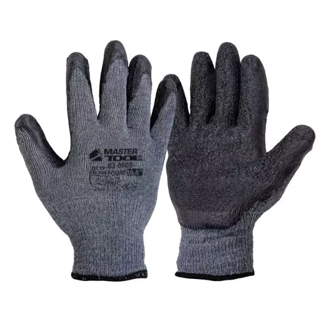 Перчатки Master Tool Crinkle Latex Cotton серо-черные 12 пар (83-0605doz)