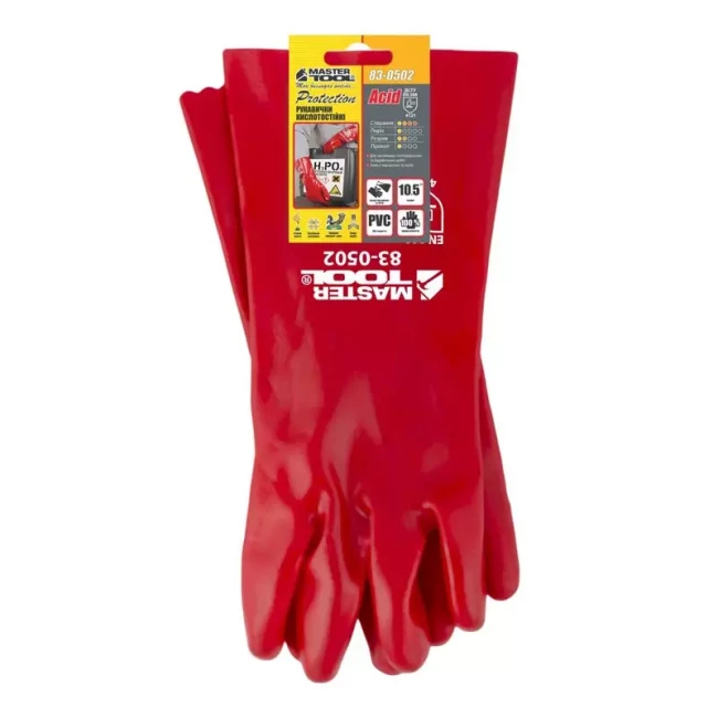 Рукавички Master Tool кислотостійкі червоні (83-0502doz)