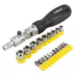 Отвертка с реверсом SIGMA + насадки и биты (4002031)