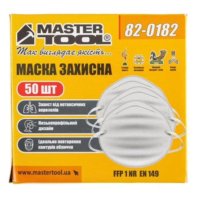 Маска Master Tool противопылевая FFP1 NR EN149 набор 50 шт (82-0182)