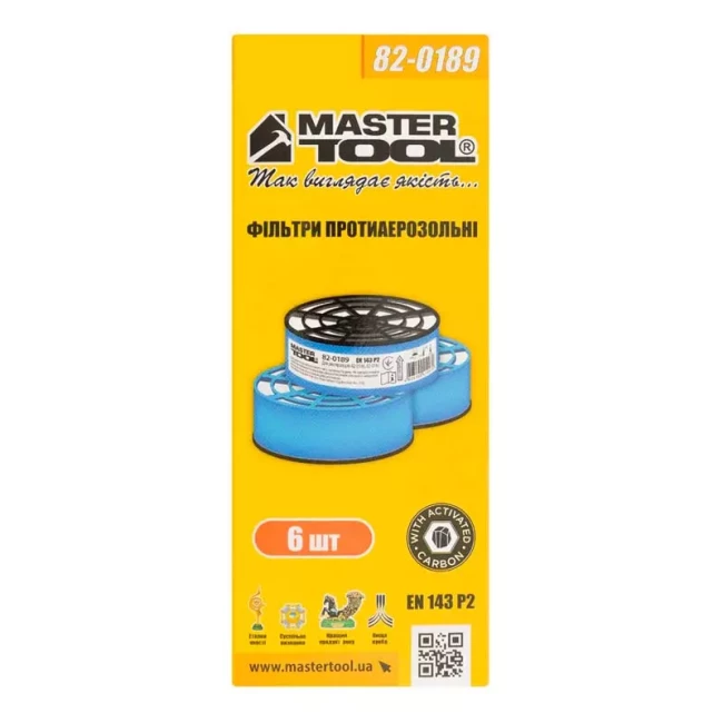 Фильтр сменный Master Tool противоаэрозольный EN 143 P2 набор 6 шт (82-0189)