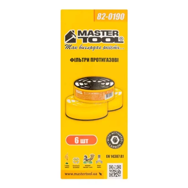 Фільтр змінний Master Tool протигазовий EN 14387 A1 набір 6 шт (82-0190)