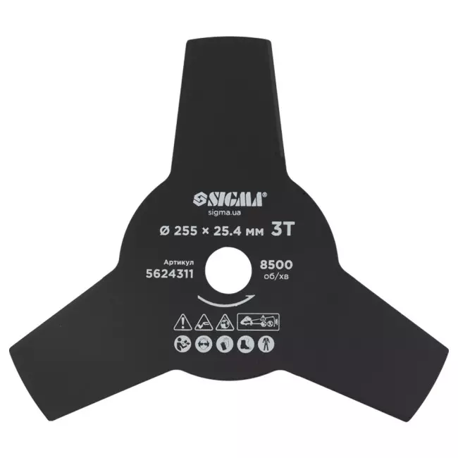 Нож SIGMA для триммера 255х25.4мм 3Т (5624311) Нож SIGMA для триммера 255х25.4мм 3Т (5624311)