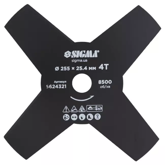 Нож SIGMA для триммера 255х25.4мм 4Т (5624321) Нож SIGMA для триммера 255х25.4мм 4Т (5624321)