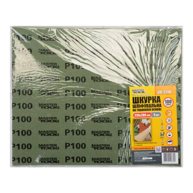 Шкурка шлифовальная Master Tool на тканевой основе Р100 230*280 мм 5 шт (442157)