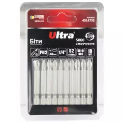 Биты ULTRA PH2х50мм ¼" 10 шт S2 блистер (4014732)