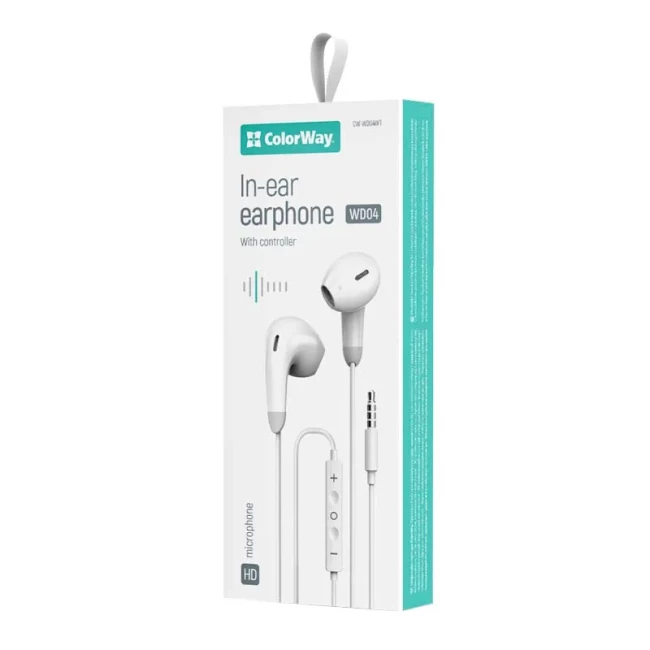 Гарнитура СolorWay 3.5 mm Wired Earphone Sound Wave White (CW-WD04WT)