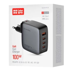 Мережевий зарядний пристрій ColorWay Power Delivery GaN USB-A + USB Type-C Black