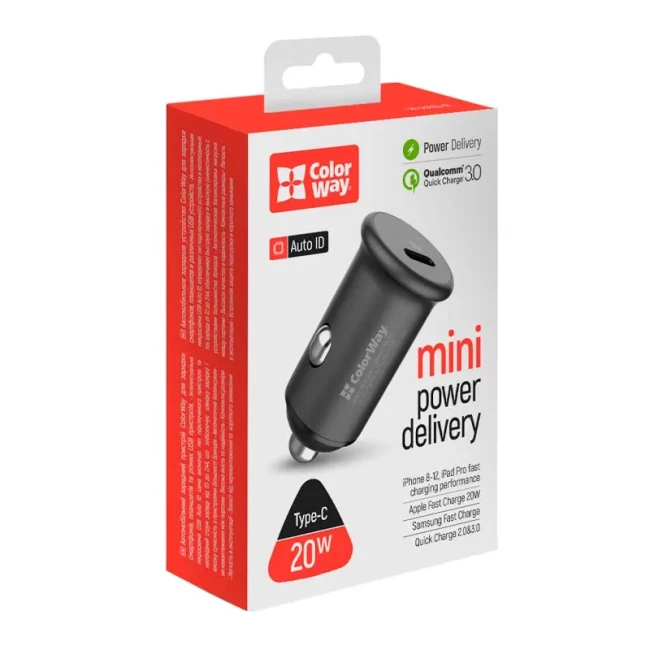 Автомобильное зарядное устройство ColorWay Power Delivery Port Gray (CW-CHA028PD-GR) Автомобильное зарядное устройство ColorWay Power Delivery Port Gray (CW-CHA028PD-GR)