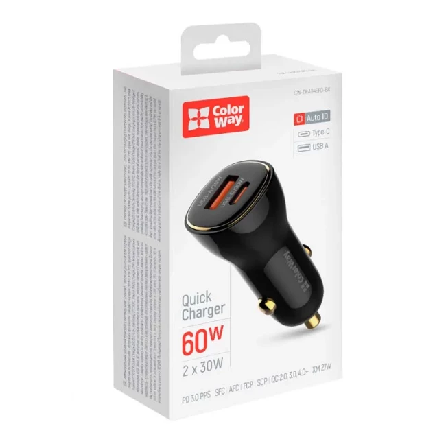 Автомобильное зарядное устройство ColorWay Power Delivery Port PPS USB Black (CW-CHA046PD-BK) Автомобильное зарядное устройство ColorWay Power Delivery Port PPS USB Black (CW-CHA046PD-BK)