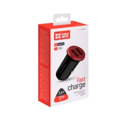 Автомобильное зарядное устройство ColorWay Red/Black