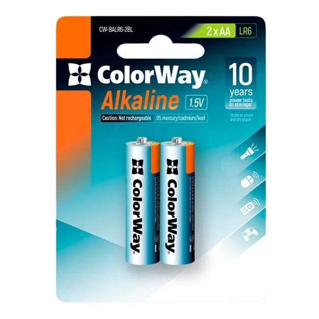 Батарейка ColorWay Alkaline Power AA/LR06 2шт (CW-BALR06-2BL)
