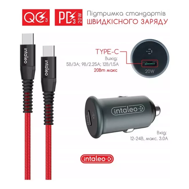 Автомобильное зарядное устройство Intaleo CCGQPD120T Grey (1283126509957)