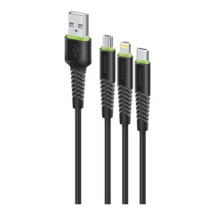 Кабель Intaleo CBFLEXU1 USB - Lightning + micro USB + USB Type-C M/M 1.4 м, Black (1283126487521)
