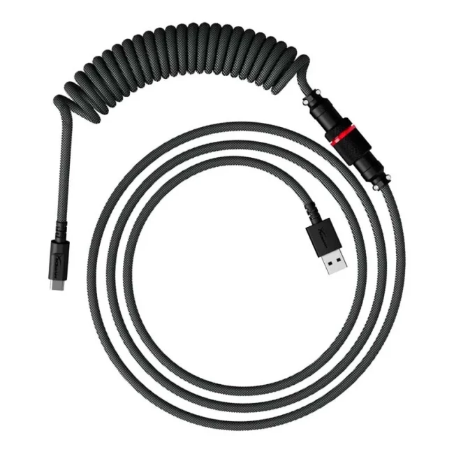 Кабель синхронизации HyperX USB-A - USB-C спиральный серо-черный (6J679AA)