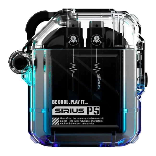 Наушники TWS Gravastar Sirius P5 BT 5.2 IPX4 Transparent Blue (GRAVASTARP5_XTAL_BLU_V2)