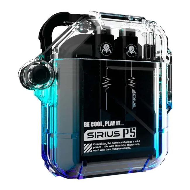 Наушники TWS Gravastar Sirius P5 BT 5.2 IPX4 Transparent Blue (GRAVASTARP5_XTAL_BLU_V2)