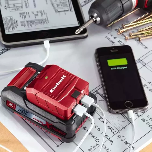 Зарядний пристрій Einhell TE-CP 18 Li USB PXC 18В1А/2.1А 2хUSB 0.06 кг (4514120)
