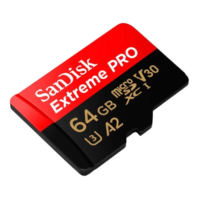 Карта пам'яті SanDisk MicroSDXC 64GB UHS-I U3 R200/W90MB/s Extreme Pro V30 + SD-адаптер (SDSQXCU-064G-GN6MA)
