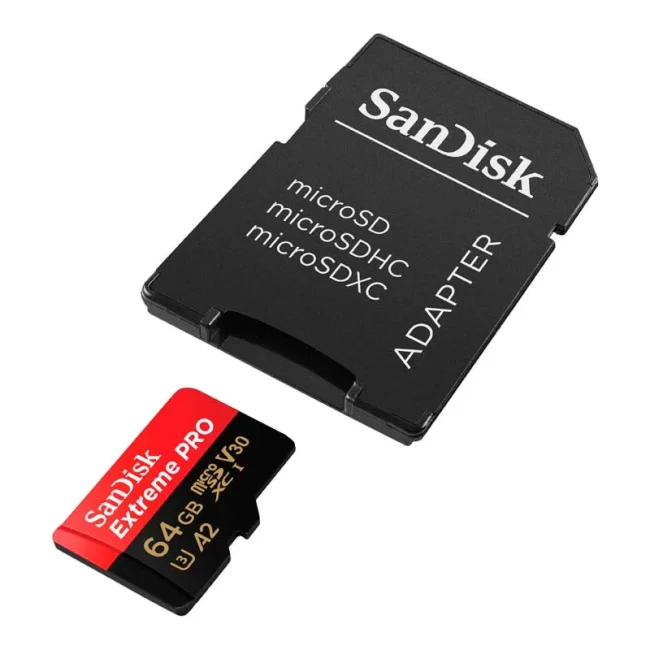 Карта пам'яті SanDisk MicroSDXC 64GB UHS-I U3 R200/W90MB/s Extreme Pro V30 + SD-адаптер (SDSQXCU-064G-GN6MA)