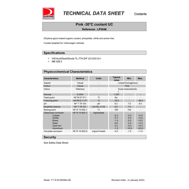Антифриз VALCO G12 LR UC VW -30°C 1 л (604863)