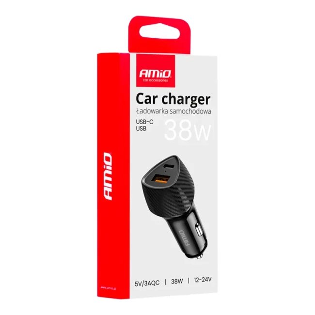 Автомобильное зарядное устройство AMiO USB-A + USB-C 38W (04283/042830)