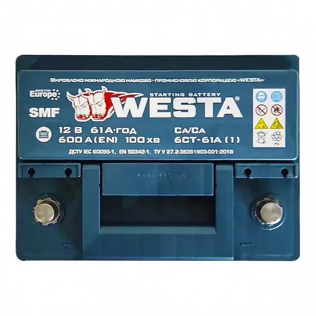 Автомобильный аккумулятор WESTA 6CT-61Аh Аз (WPR611)