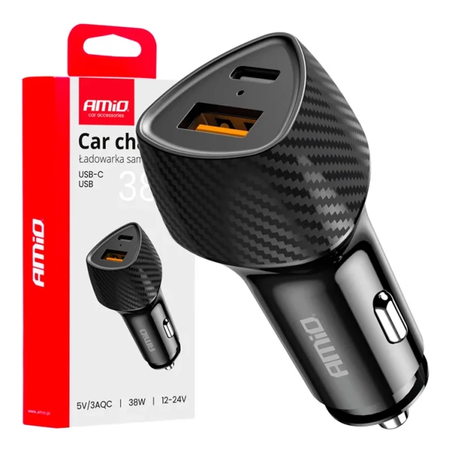Автомобильное зарядное устройство AMiO USB-A + USB-C 38W (04283/042830)