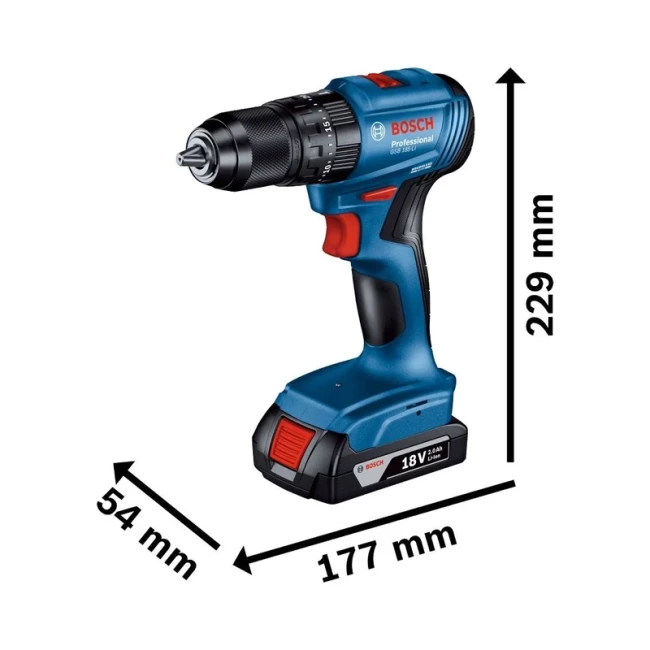 Шуруповерт-дрель Bosch GSB 185-LI 2х2.0 Ah ЗУ GAL 18V-20 (0.601.9K3.100)