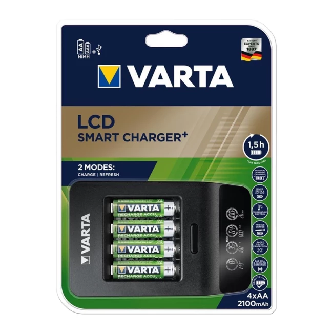 Зарядное устройство Varta LCD Smart Plus Charger + 4xAA 2100mAh (57684101441)