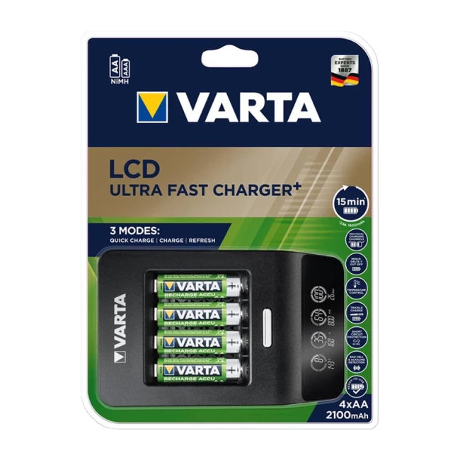 Зарядний пристрій Varta LCD Ultra Fast Plus Charger + 4xAA 2100mAh (57685101441)