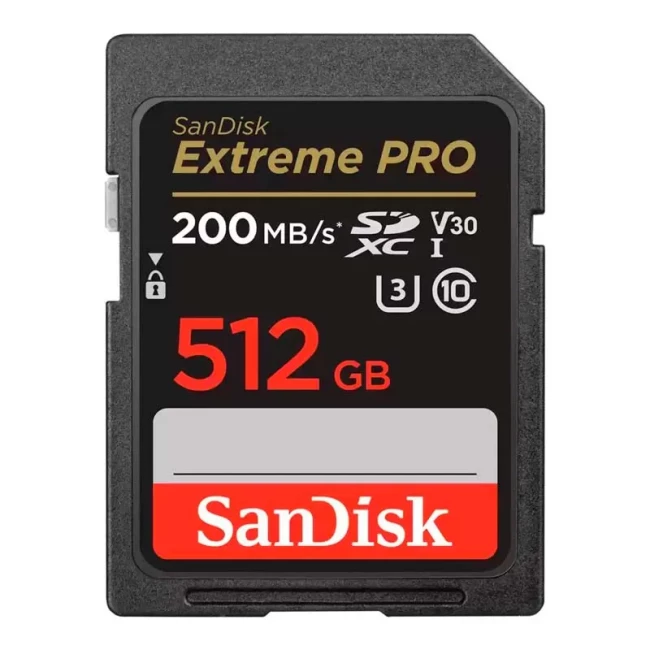 Карта памяти SanDisk SD 512GB C10 UHS-I U3 R200/W140MB/s Extreme Pro V30 (SDSDXXD-512G-GN4IN)