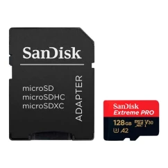 Карта памяти SanDisk microSD 128GB C10 UHS-I U3 R200/W90MB/s Extreme Pro V30 + SD (SDSQXCD-128G-GN6MA)