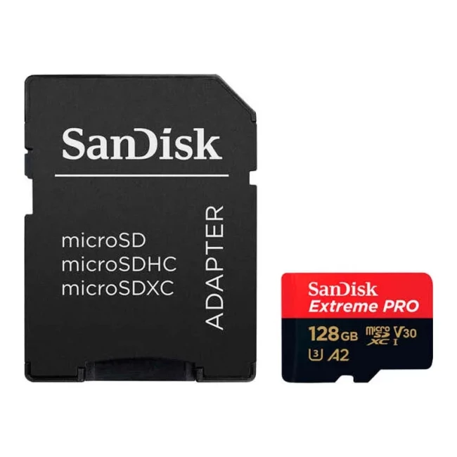 Карта памяти SanDisk microSD 128GB C10 UHS-I U3 R200/W90MB/s Extreme Pro V30 + SD (SDSQXCD-128G-GN6MA)