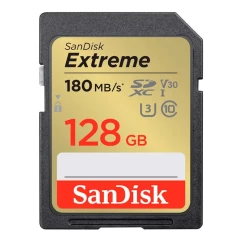 Карта памяти SanDisk SD 128GB C10 UHS-I U3 R180/W90MB/s Extreme V30 (SDSDXVA-128G-GNCIN)