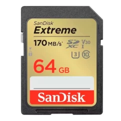 Карта памяти SanDisk SD 64GB C10 UHS-I U3 R170/W80MB/s Extreme V30 (SDSDXV2-064G-GNCIN)