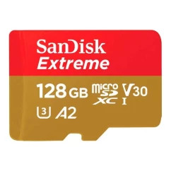 Карта пам'яті SanDisk microSD 128GB C10 UHS-I U3 R190/W90MB/s Extreme V30 + SD