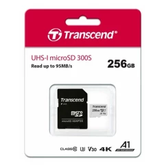 Карта памяти Transcend microSD 256GB C10 UHS-I R100/W40MB/s + SD (TS256GUSD300S-A)